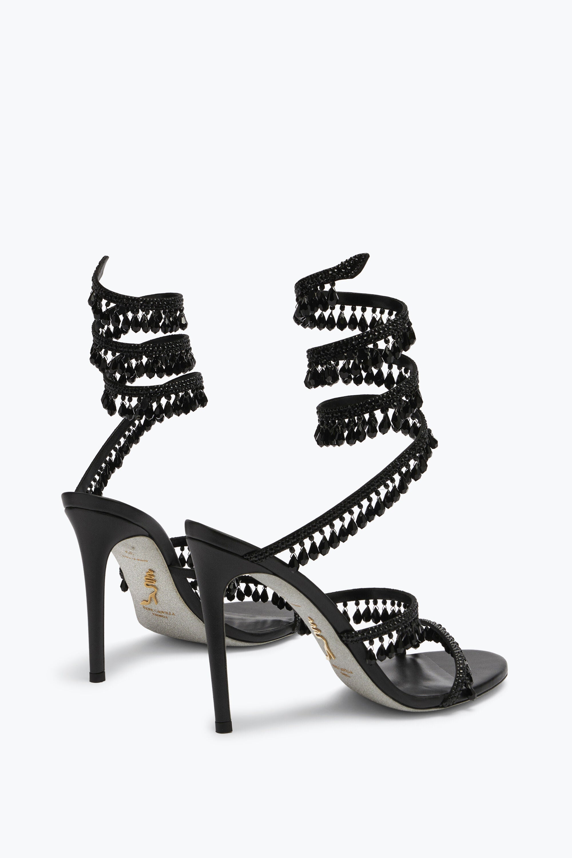 René Caovilla Chandelier Black Sandal 105 mm