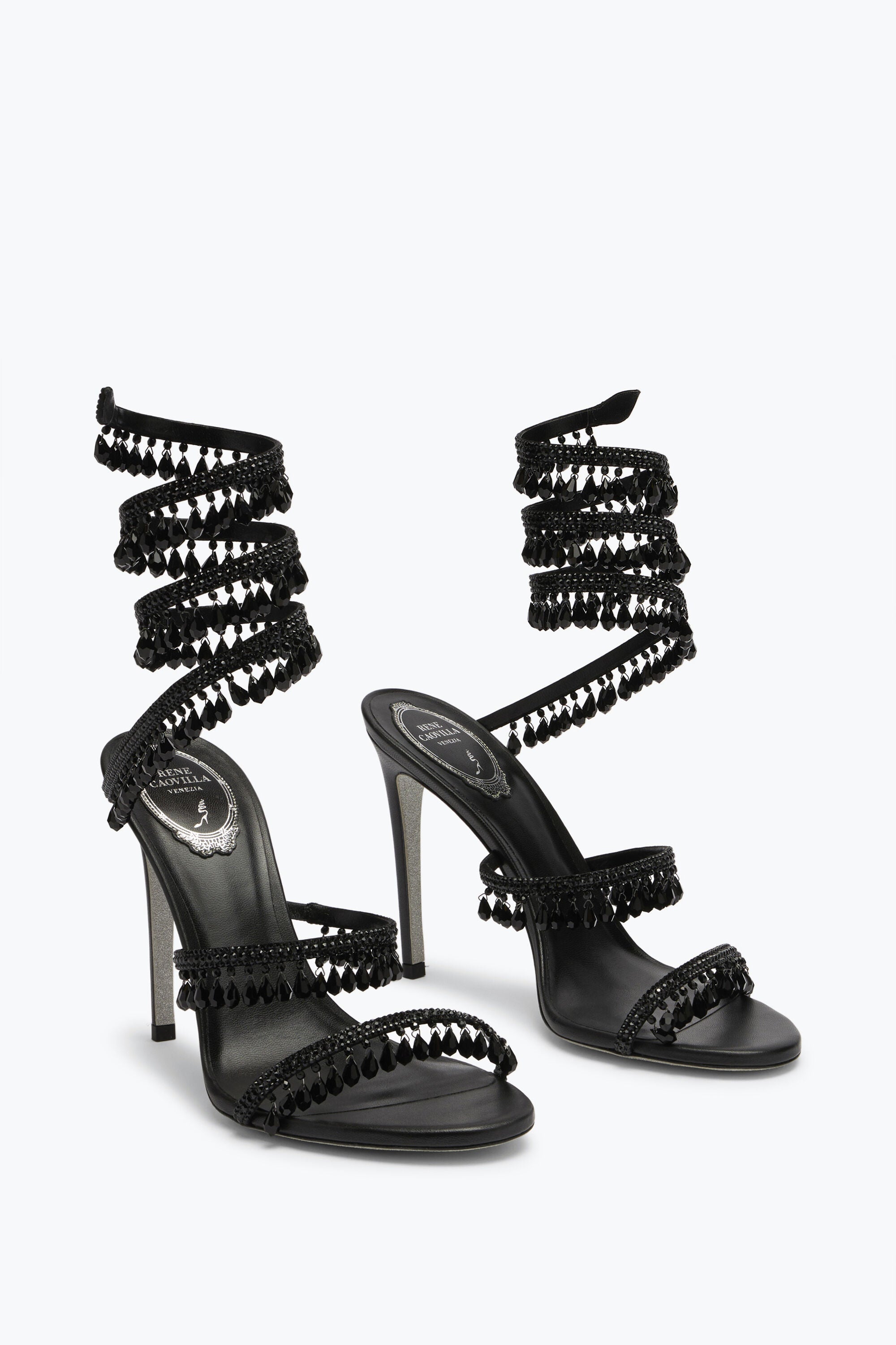 René Caovilla Chandelier Black Sandal 105 mm