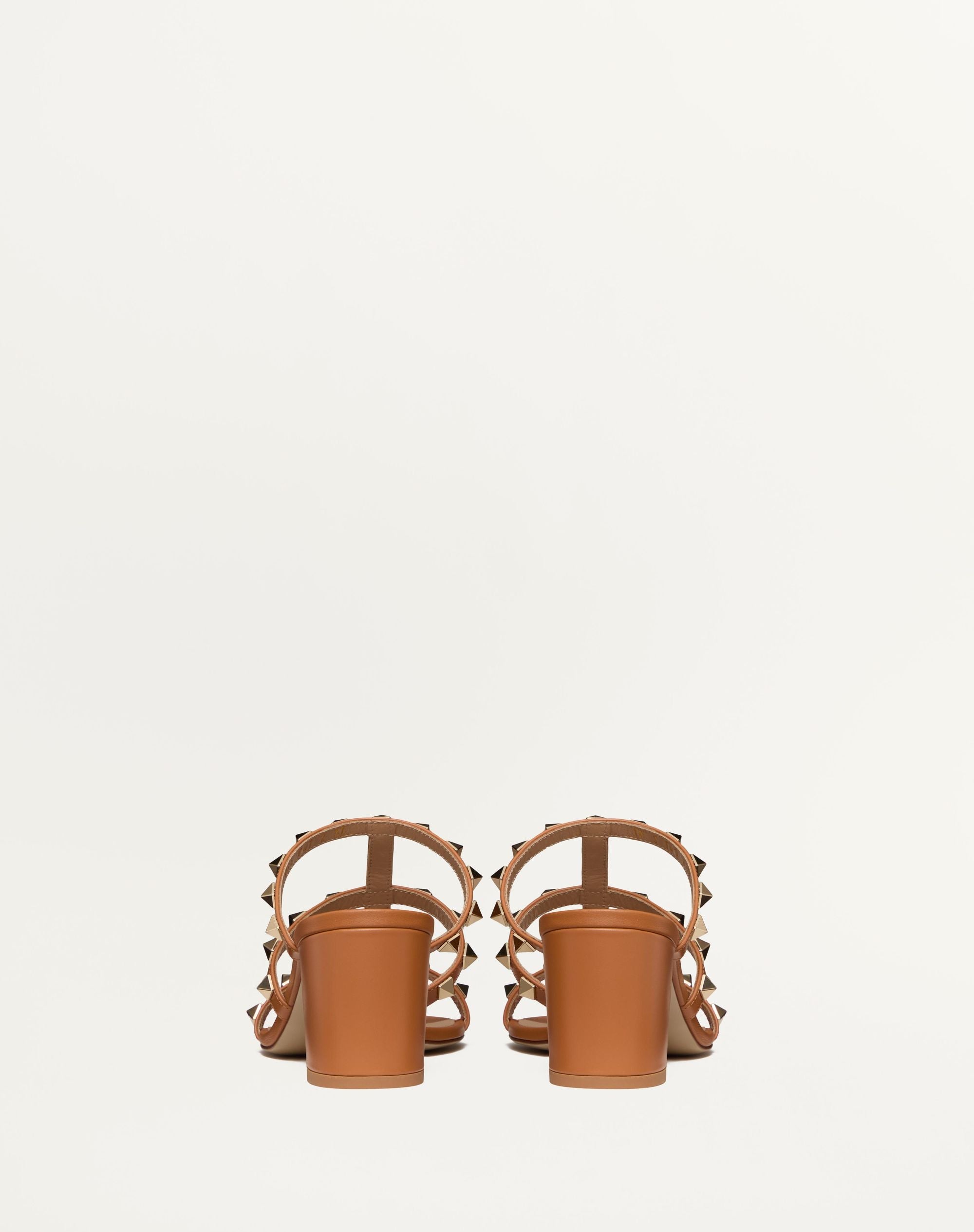 Valentino Rockstud Calfskin Leather Slide Sandal 60 mm Almond