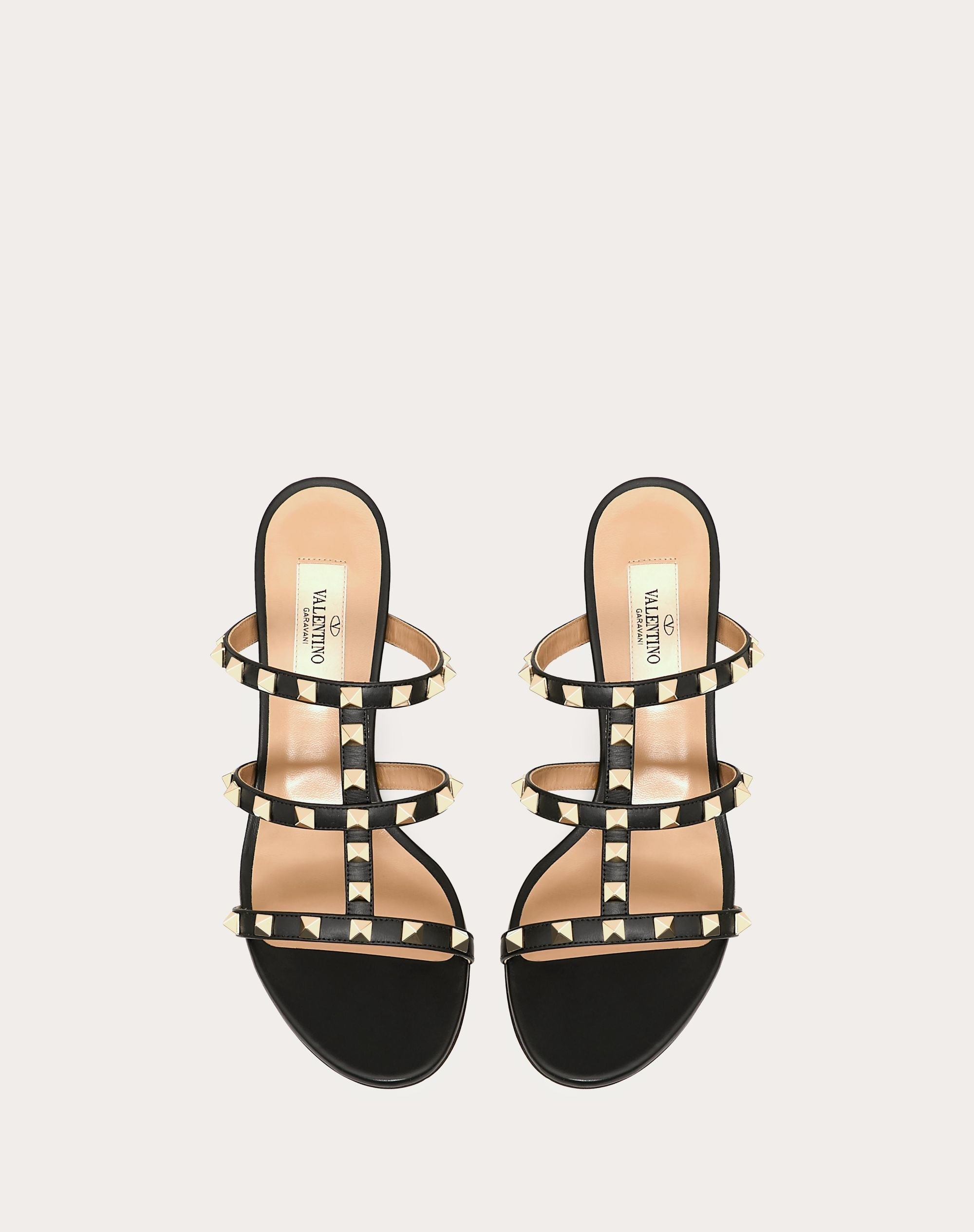 Valentino Rockstud Calfskin Leather Slide Sandal 60 mm Black