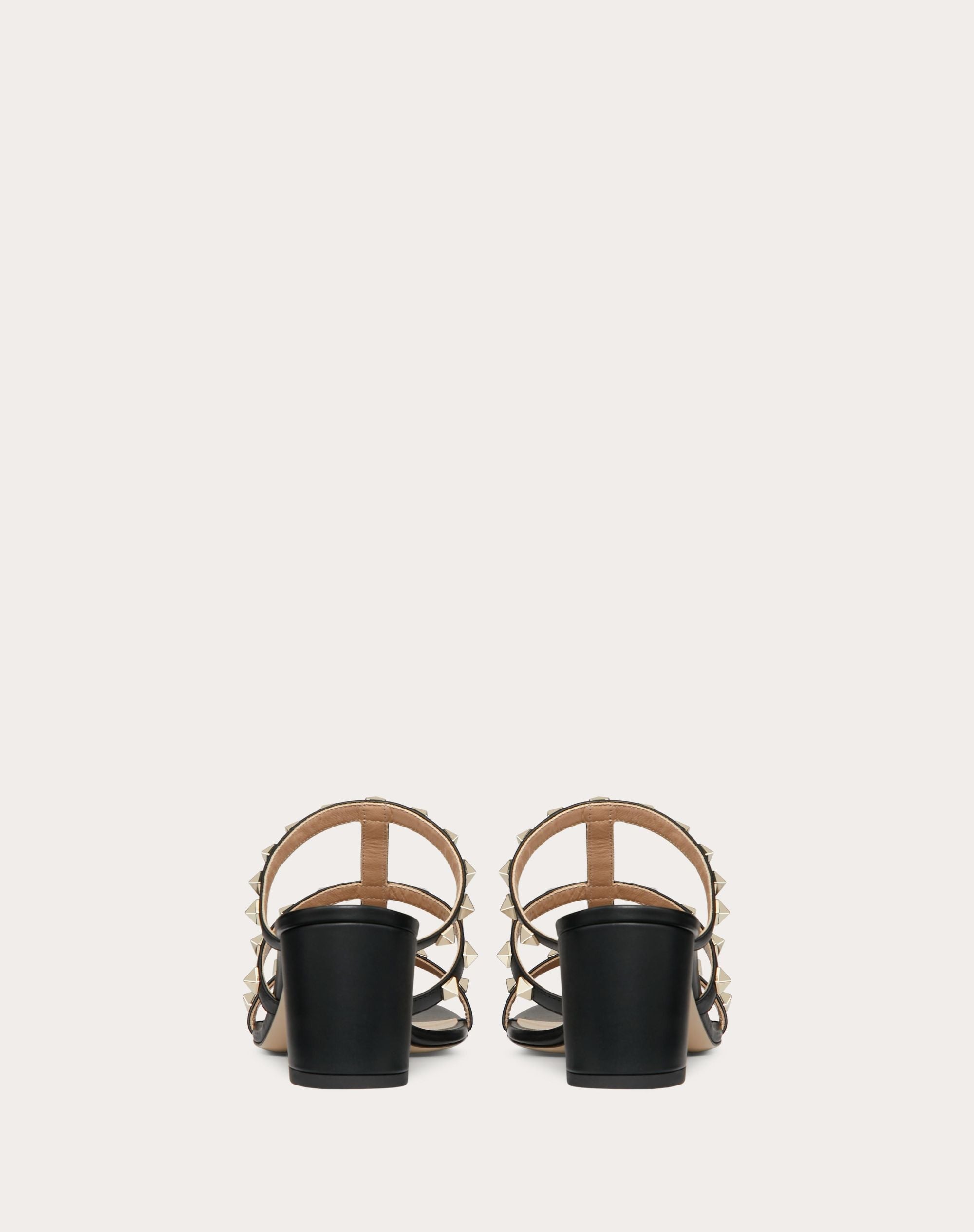 Valentino Rockstud Calfskin Leather Slide Sandal 60 mm Black