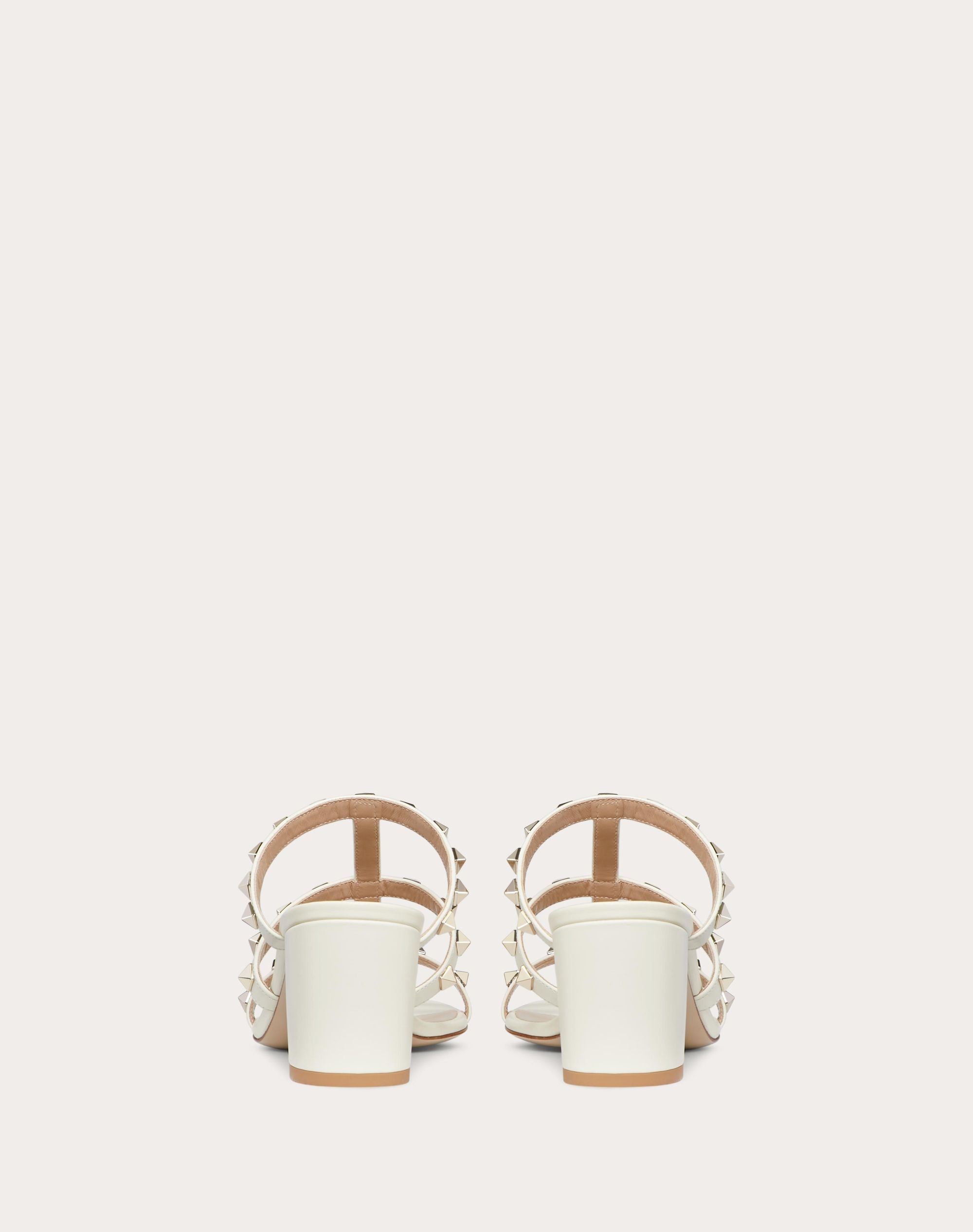 Valentino Rockstud Calfskin Leather Slide Sandal 60 mm Light Ivory