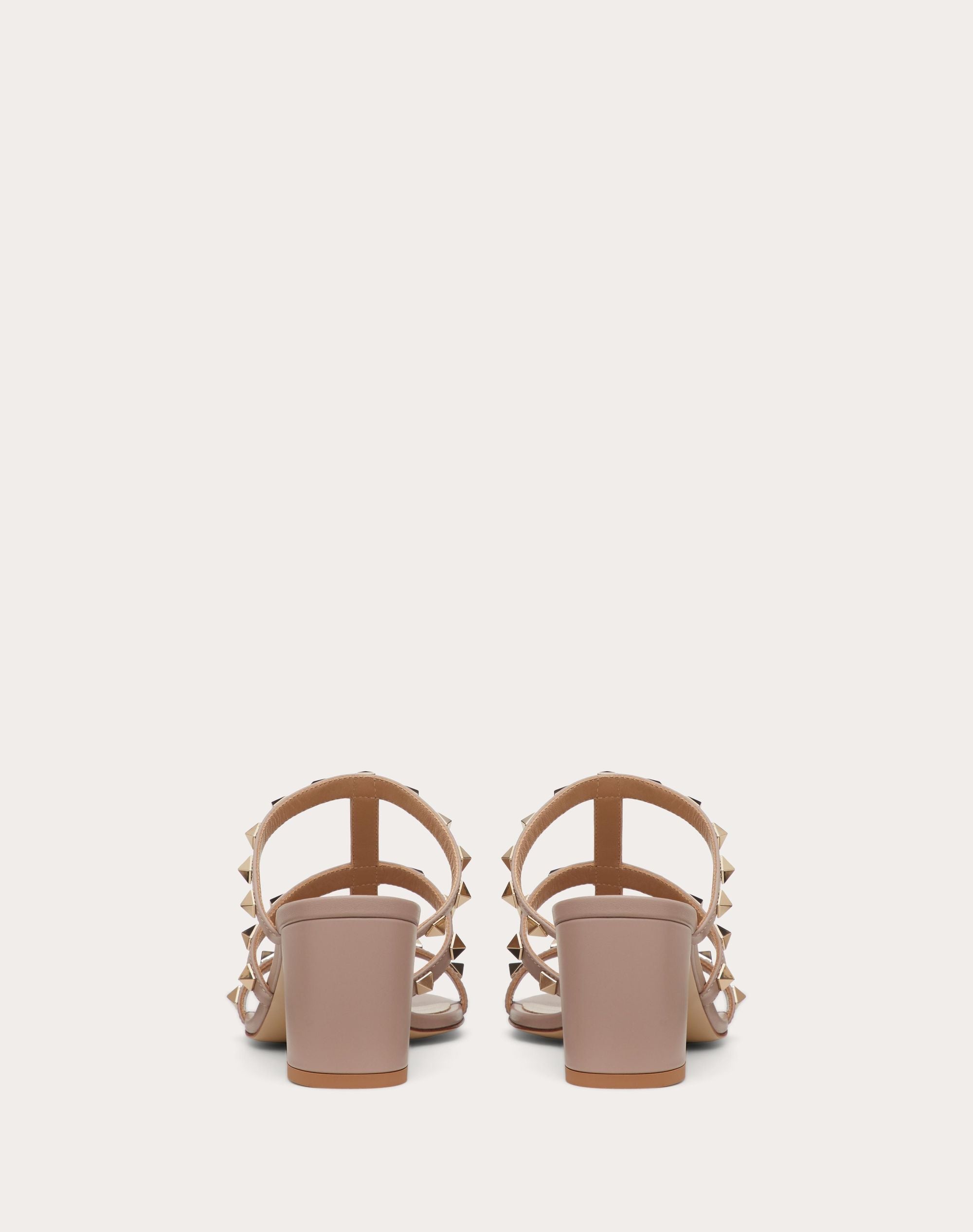Valentino Rockstud Calfskin Leather Slide Sandal 60 mm Poudre