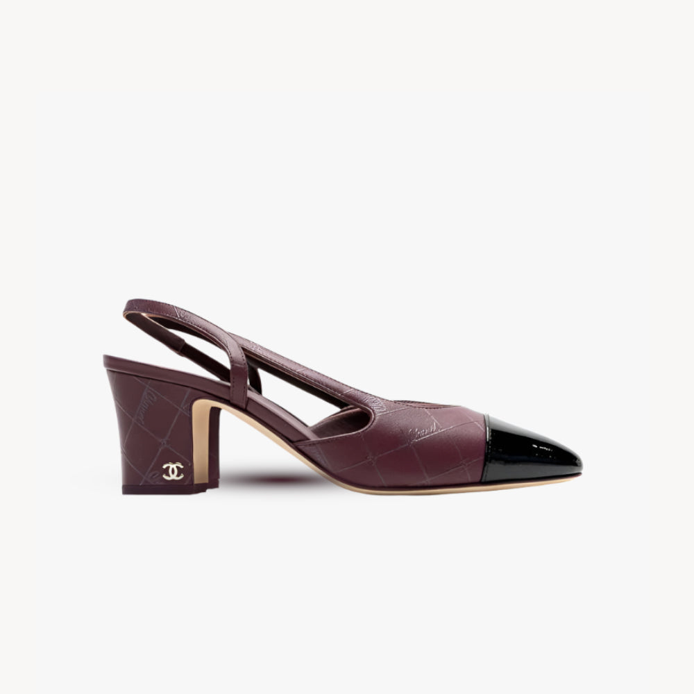 Chanel Burgundy& Black Slingbacks Pumps