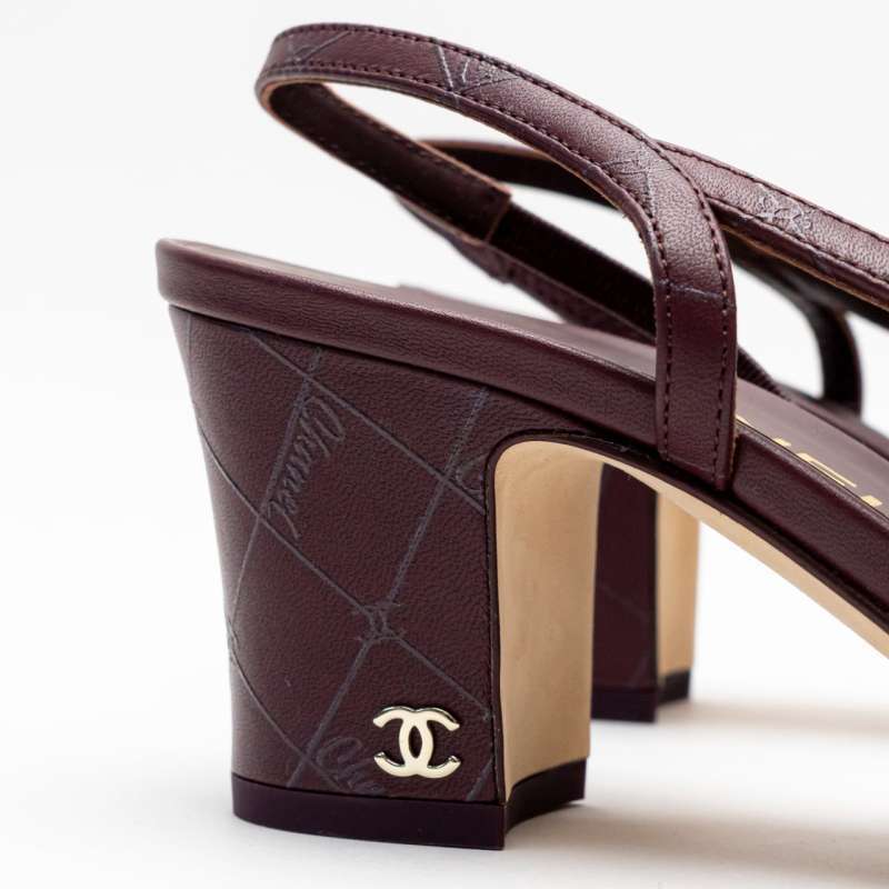 Chanel Burgundy& Black Slingbacks Pumps