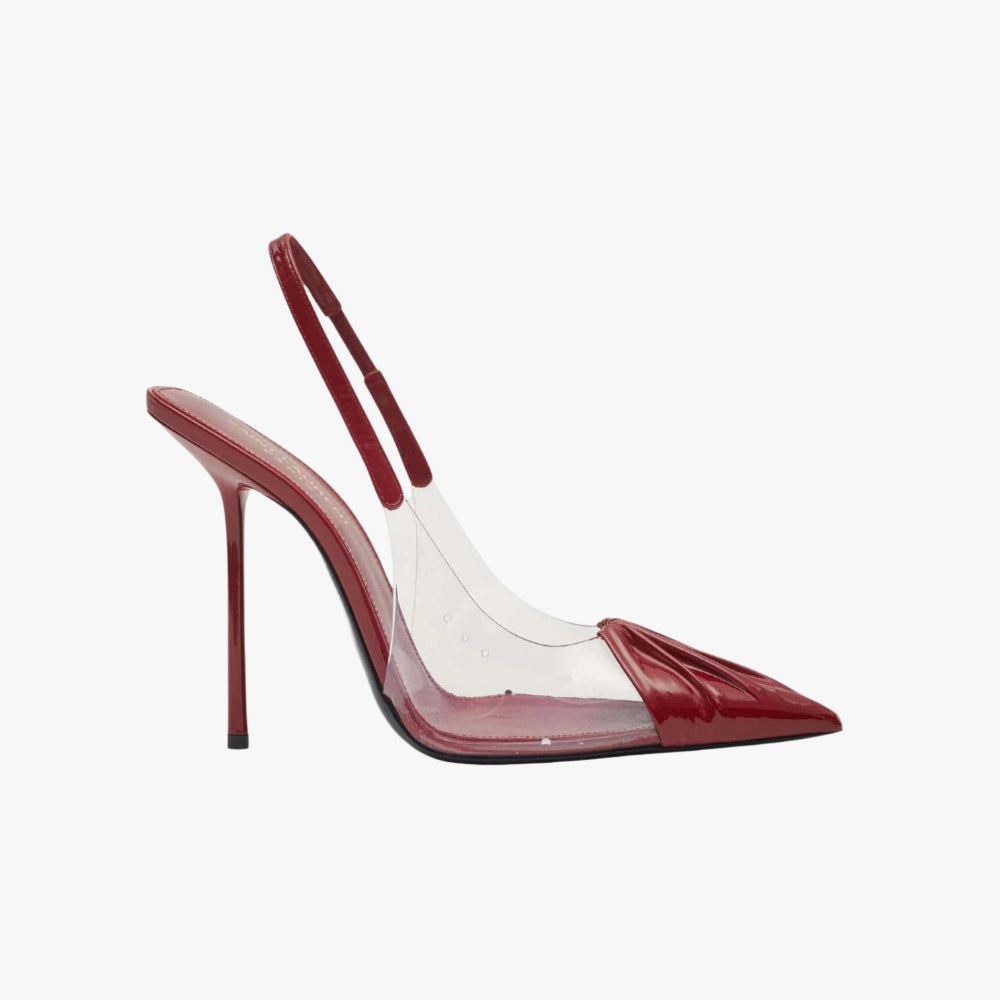 Saint Laurent Red Chica Slingback Pointed Toe Pumps