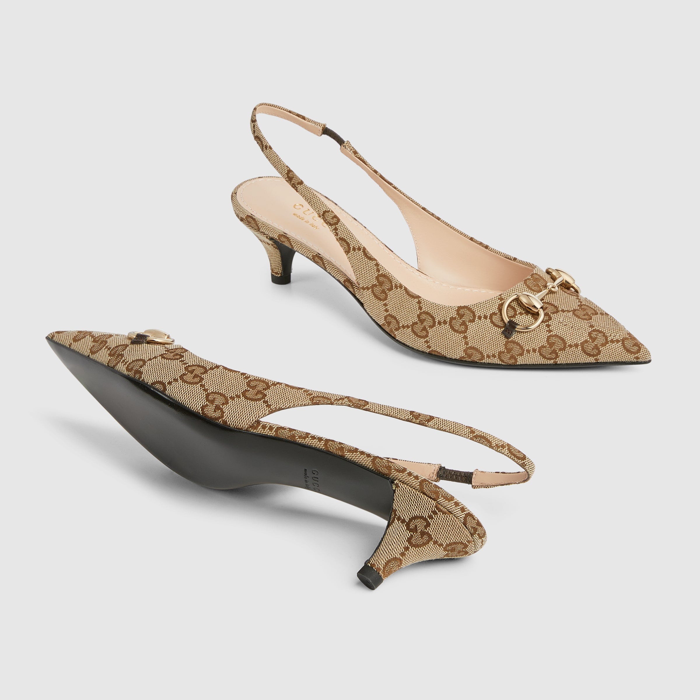 Gucci Horsebit Slingback Pump Beige