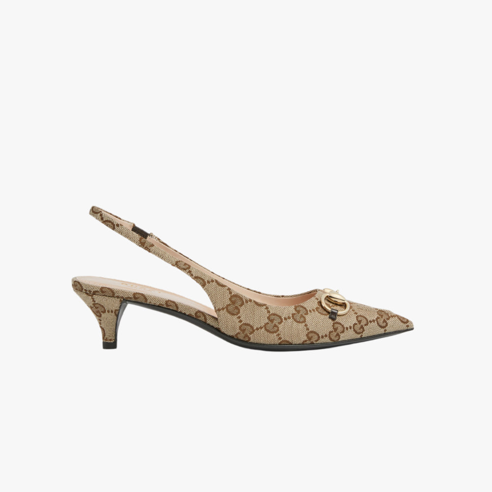 Gucci Horsebit Slingback Pump Beige