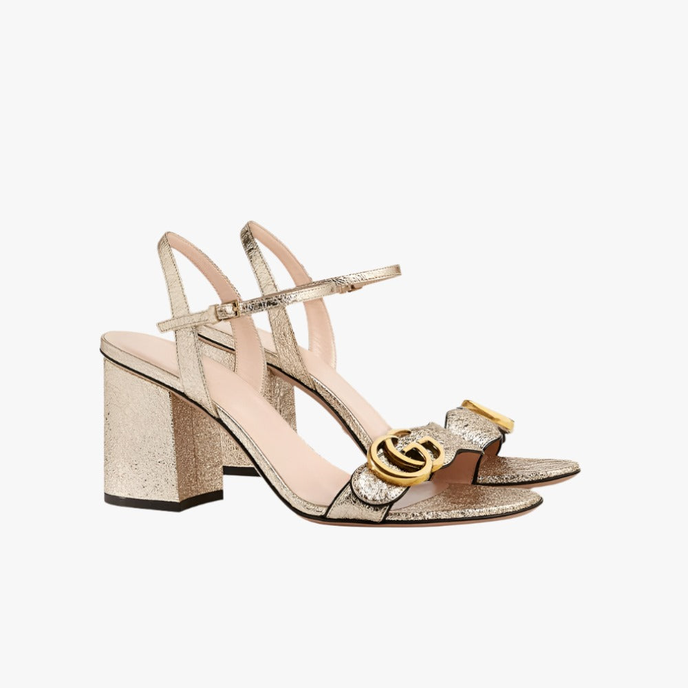 Gucci Marmont Metallic Heel Sandals