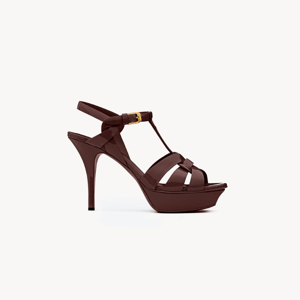 Saint Laurent Tribute Burgundy Sandals