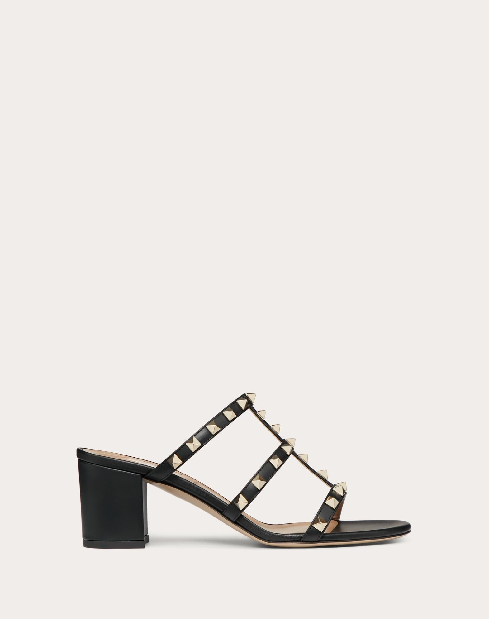 Valentino Rockstud Calfskin Leather Slide Sandal 60 mm Black