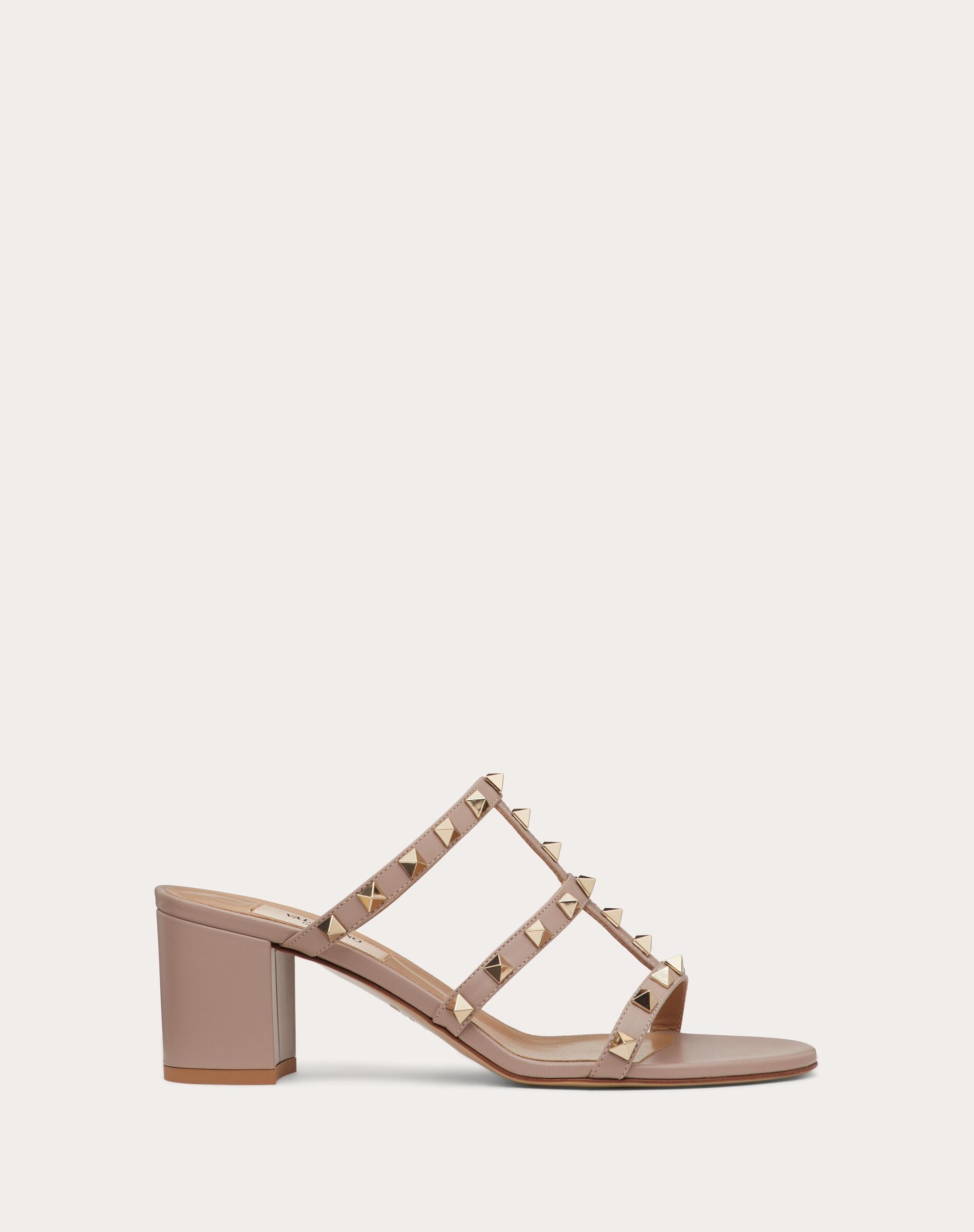 Valentino Rockstud Calfskin Leather Slide Sandal 60 mm Poudre