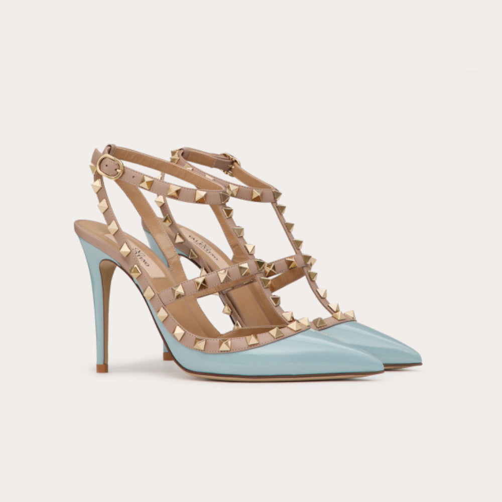 Valentino Rockstud Caged Light Blue Pump