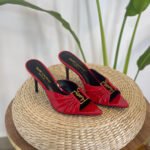 Saint Laurent Babylone Open Toe Mules Red