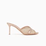Aquazzura Crystal Lover 75 Pink Mule Sandals