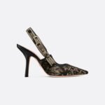 Dior J'Adior Slingback Pump Black and Gold-Tone Millefiori Jacquard